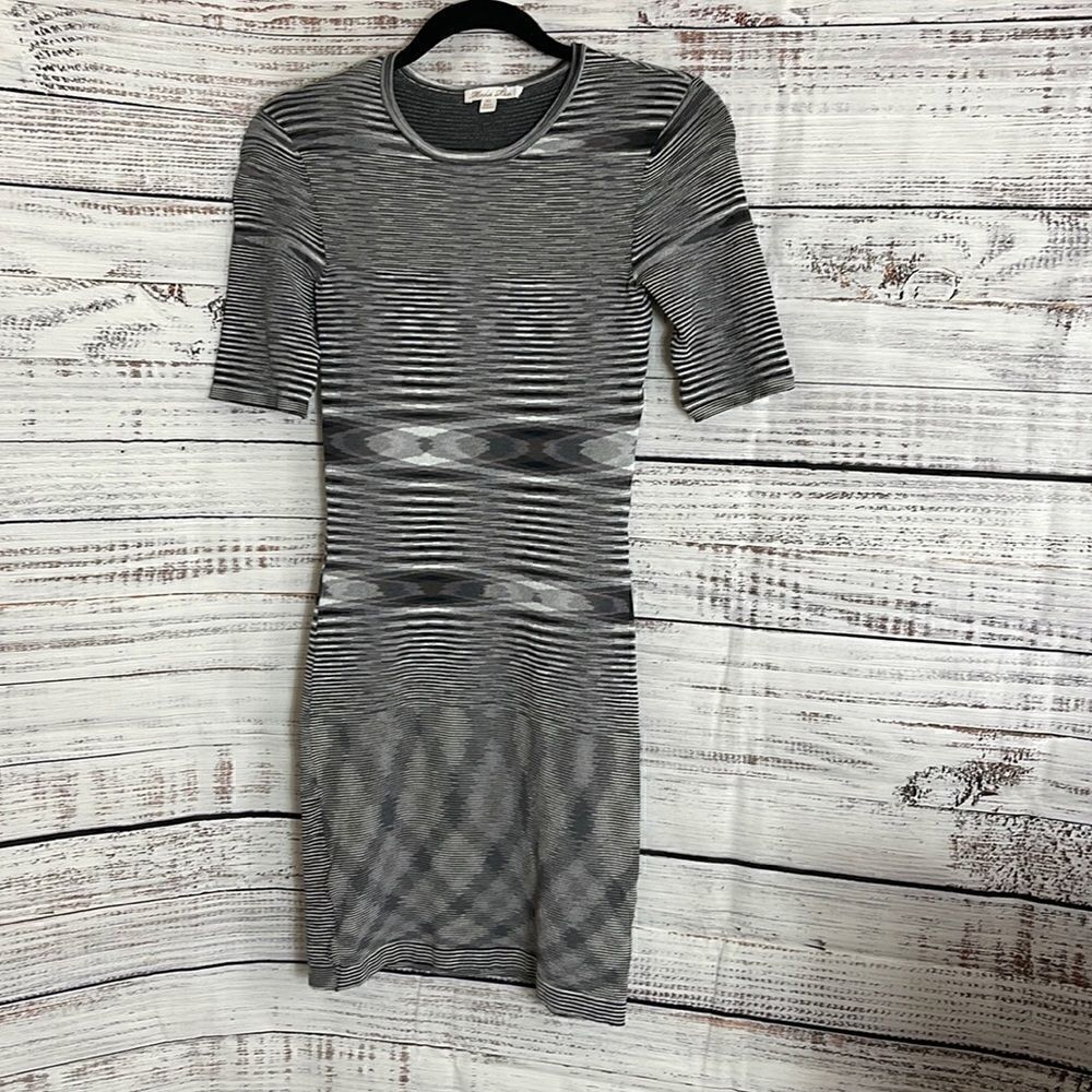 ‎Minnie rose Dress womens size Xs space dye knit bodycon Gray